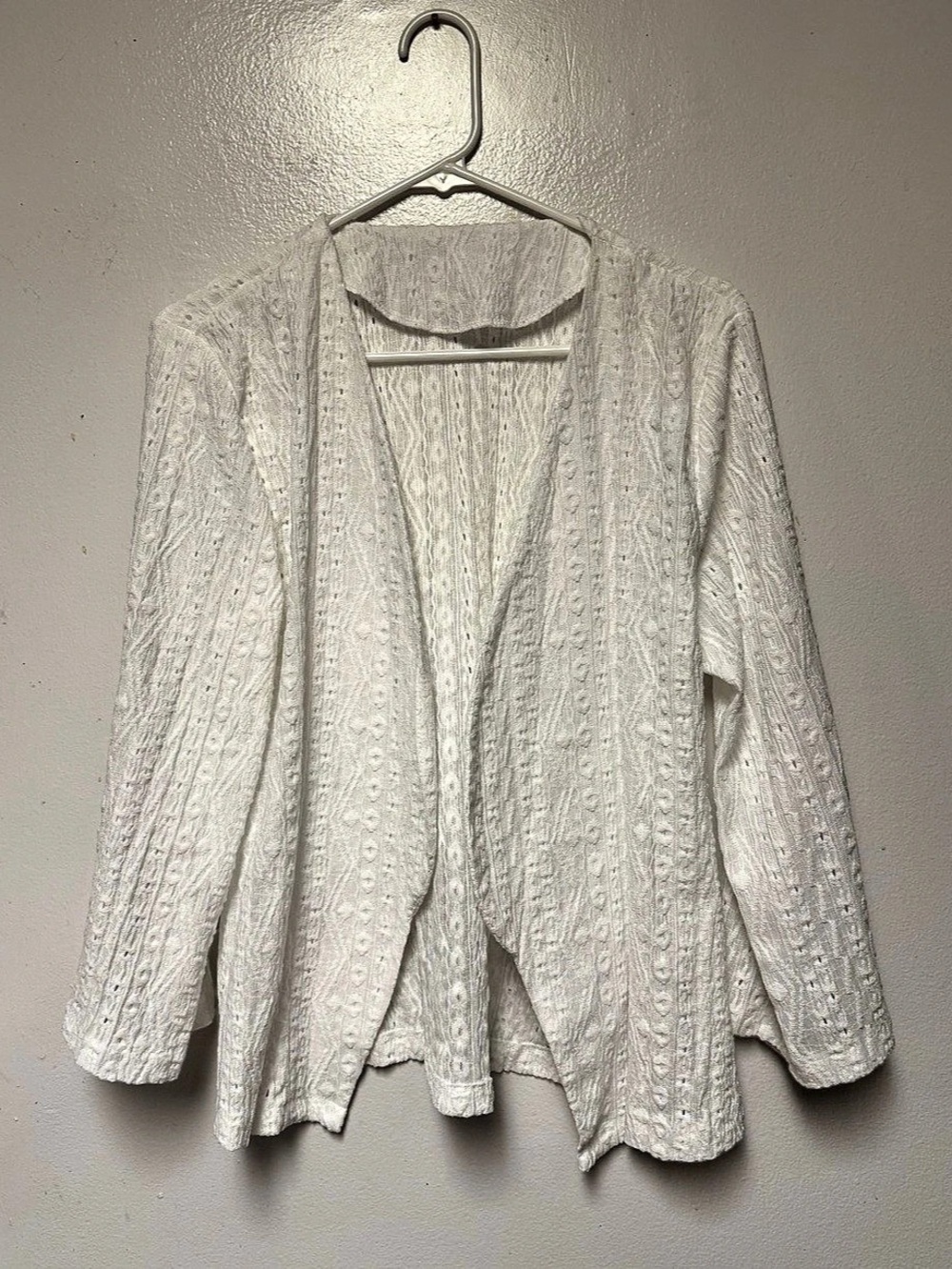 White Open-Front Knit Cardigan New